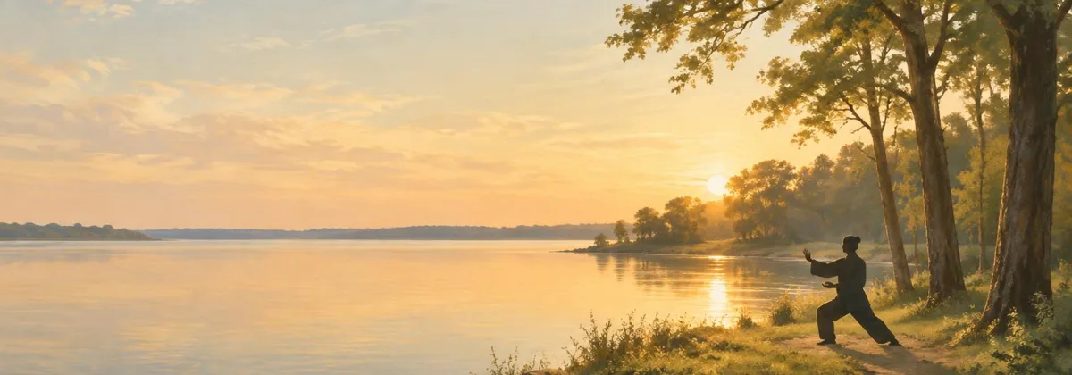 Peaceful painted lake scene inspired by Rowlett, Texas