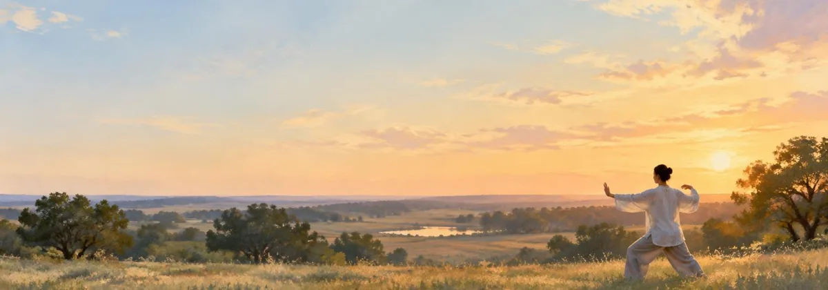 Peaceful painted fields scene inspired by McLendon-Chisholm, Texas